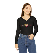 Load image into Gallery viewer, FC Women's Long Sleeve V-neck Shirt BLACK