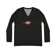 Load image into Gallery viewer, FC Women's Long Sleeve V-neck Shirt BLACK